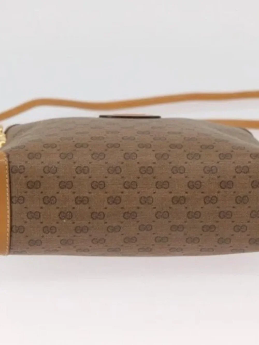 GUCCI Micro GG Supreme Shoulder Bag PVC Beige Gold 007 104 4916 Auth SW2142